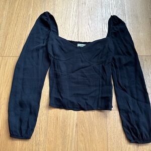 Reformation Black Puff Sleeve Blouse
